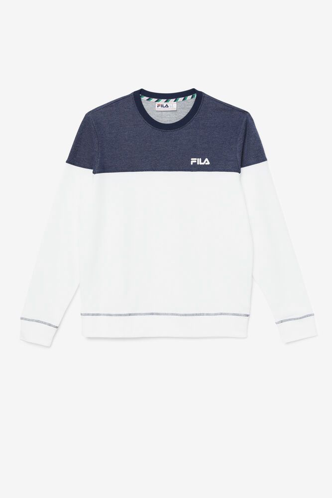 Fila Carpathian Crew Navy/White Sweatshirt Mens - NZ 04296-BGZX